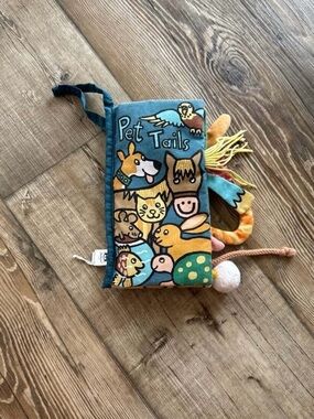 Authentic Jellycat Pet Tails Soft Cloth Baby Crinkle Book